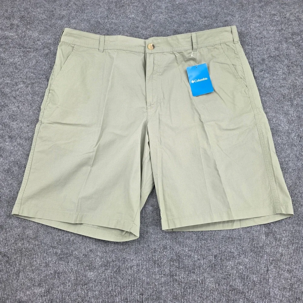 Columbia Mens 40W 10L Regular Fit Cotton Chino Shorts Sage Green AM4471 NWT